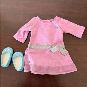 American Girl Truly Me lilac dress with Silver bow and blue shoes - 18” dollars